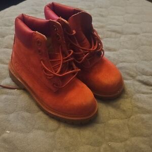 Timberland Kids Orange Suede Lace-Up Boots Rare!